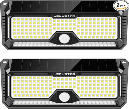 Solar Outdoor Lights - 4000Lm 268 LED Motion Sensor Lights Outdoor, IP65 Waterproof Led Security Lights Bright Solar Wireless Flood Wall Lights with 3 Optional Modes and 4 Wide Angle (2 Pack)