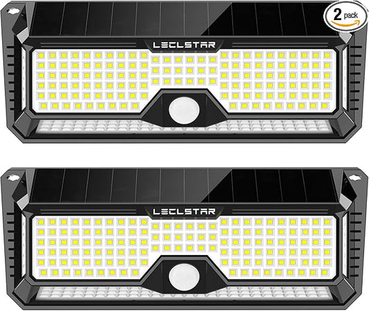 Solar Outdoor Lights - 4000Lm 268 LED Motion Sensor Lights Outdoor, IP65 Waterproof Led Security Lights Bright Solar Wireless Flood Wall Lights with 3 Optional Modes and 4 Wide Angle (2 Pack)