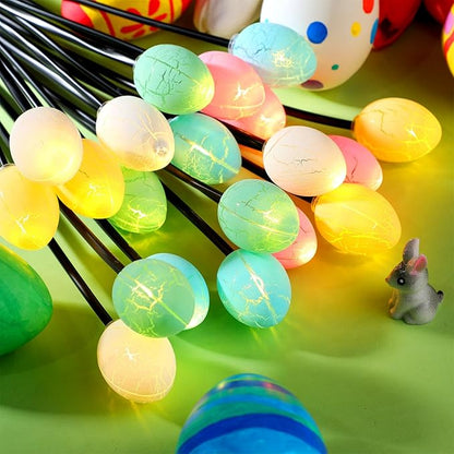 Baquler 6 Pack 60 LED Easter Eggs Solar Lights Outdoor Waterproof Solar Firefly Outdoor Easter Lights with Stake for Yard Garden Path Lawn Party Patio Pathway Decorations