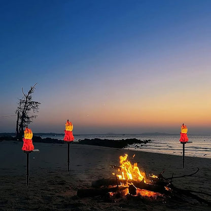 Solar Lights Outdoor，Flame-Shaped Waterproof Auto On/Off Solar Christmas Lights for Balcony, Terrace, Lawn, Courtyard, Garden, Beach. (Long)