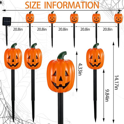Retisee Halloween Pumpkin Pathway Markers Lights Solar Powered Pathway String Lights Light up Jack O Lantern Pumpkin Garden Stakes for Yard Lawn Tree Patio Walkway Driveway Party Decor (20 Pcs)