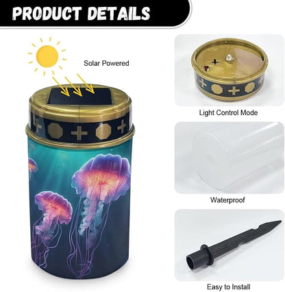 ZOUTAIRONG Solar Light for Cemetery Grave 2 Pack Solar Garden Lights Cemetery Solar Lights for Grave Solar Pathway Lights Outdoor Cemetery Solar Lights for Grave Solar Lights Medusa Jellyfish
