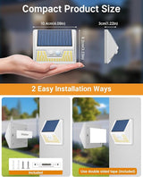 2 Pack Solar Motion Lights Outdoor, Waterproof Fence Lights Solar Powered with 3 Lighting Mode, Cold White LED Step | Lumora