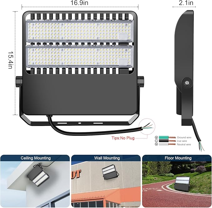 LED Flood Lights Fixture, Extremely Bright 36000LM Outdoor Stadium Light, IP65 Waterproof 240W Commercial Exterior Parking lot Lighting with 5000K Wide Angle and Heavy Duty
