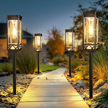 KOOPER 8 Pack Taller Solar Pathway Lights Outdoor 2 Pack Hanging Solar Lanterns Outdoor Waterproof