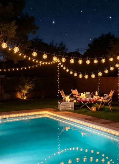 Outdoor String Lights ,150 FT Led Patio Globe Lights with Plastic Bulbs,Waterproof,Shatterproof,G40 Outdoor String Lights,Connectable Hanging for Backyard, Bistro, Porch, Deck, Balcony,Tent (150ft)