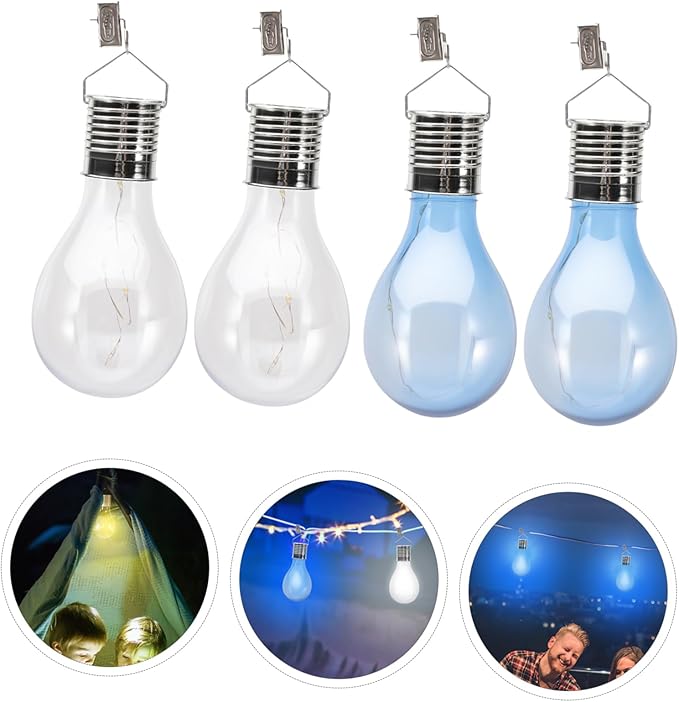 TEHAUX 4pcs Led Light Bulbs Garden Solar Led Bulbs Energy-Saving Outdoor Decorative Lights for Patio Garden Cafe