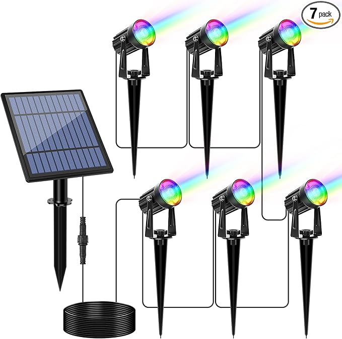 APONUO Christmas Solar Spot Lights Outdoor Color Changing,2 Colors Modes Metal Solar Landscape Lighting RGB | Lumora