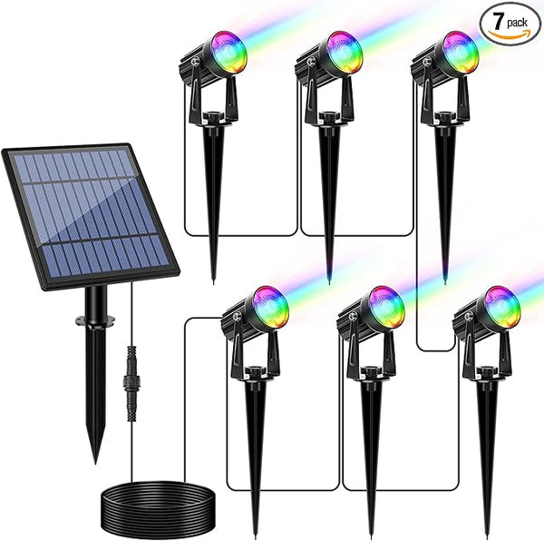 APONUO Christmas Solar Spot Lights Outdoor Color Changing,2 Colors Modes Metal Solar Landscape Lighting RGB | Lumora