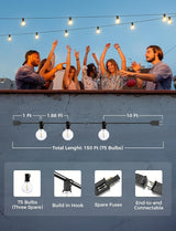 XMCOSY+ Smart Outdoor String Lights, 150Ft G40 Globe Patio Lights with 75 LED Bulbs, WiFi & APP Control, Work with | Lumora