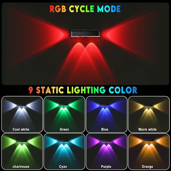 Solar Fence Lights 8 Pack Solar Fence Lights Outdoor with 3-Side Lighting, 9 Colors＆11 Lighting Modes, IP65 Waterproof, Fence Lights Solar Powered for Outside Wall Backyard Step Patio Deck Garden
