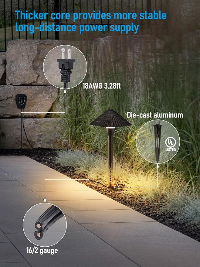 LEONLITE All-in-ONE LED Landscape Lighting Kit, 8-Pack Low Voltage Pathway Lights, 60W Transformer, 100FT 16/2 AWG | Lumora