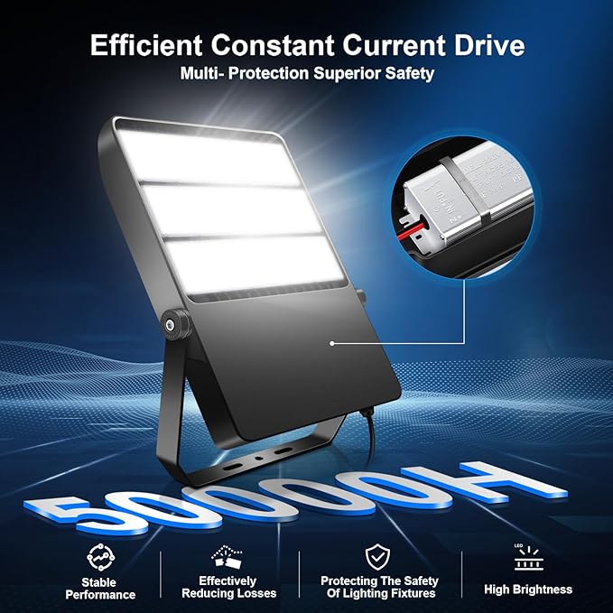 360W LED Outdoor Flood Lights Fixture Ultra-Brightness 50800 Lumen 5000K Daylight Stadium Floodlights Commercial IP65 Field Arena Light with Adjustable Trunnion Bracket 2 Pack