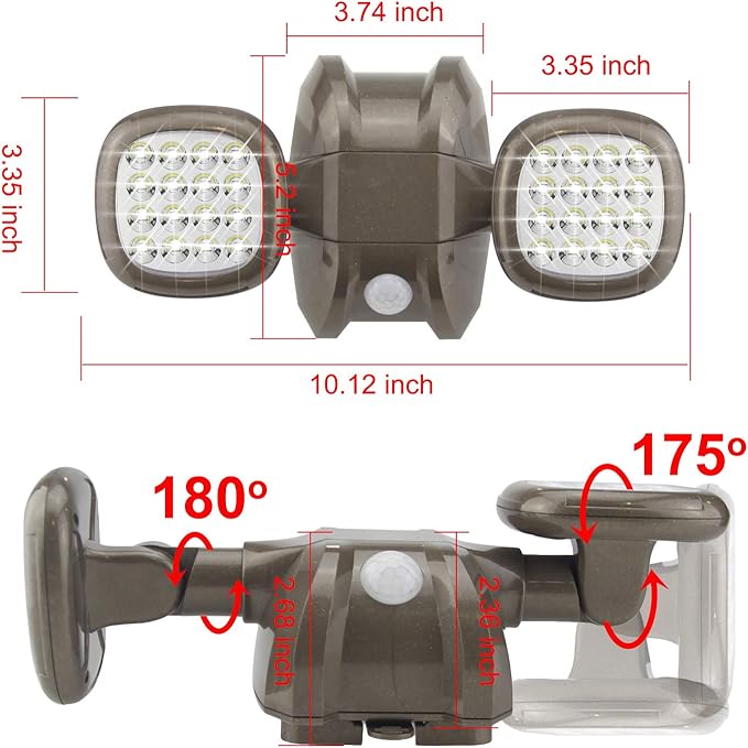 HONWELL Motion Sensor Light Outdoor Battery Operated Outside Security Flood Light Cordless IP65 Waterproof 32 LED Dual Head Spotlights, Motion Detector Lights for House Garage Porch Garden Shed