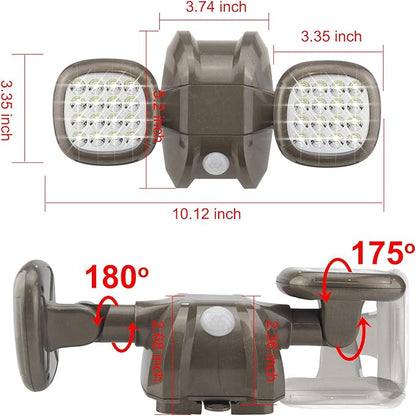 HONWELL Motion Sensor Light Outdoor Battery Operated Outside Security Flood Light Cordless IP65 Waterproof 32 LED Dual Head Spotlights, Motion Detector Lights for House Garage Porch Garden Shed