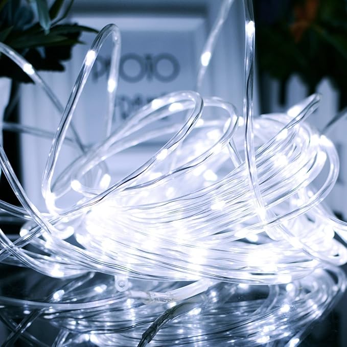 Solar Rope Lights, 23ft 50LED Waterproof Copper Tube Wire String Lights for Garden,Yard, Path, Fence, Stairs, Backyard, Patio Decorative (Cold White)