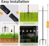 4 Pack String Light Poles 10 Ft - Patio Adjustable Stand with Fork, Backyard Heavy Metal Lighting Posts for Outside | Lumora