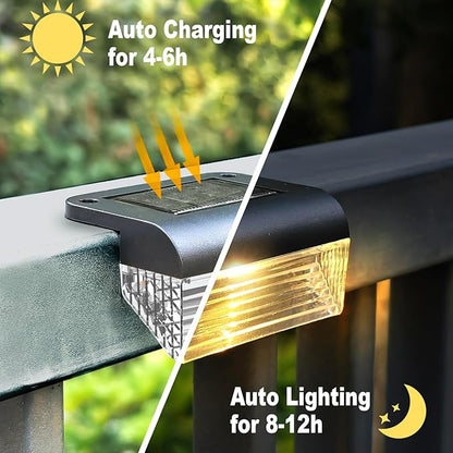 Solar Fence Lights Outdoor - 16 Pack Deck Lights 3000k Fence Light Solar Powered, IP55 Waterproof Setp Lights Outdoor for Deck, Outside Step, Patio, Yard, Backyard, Garden