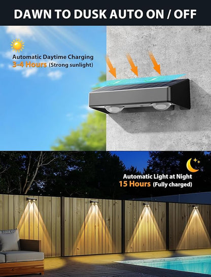 GBEAST Solar Fence Lights Outdoor, RGB 8 Colors & Warm White, Bright Led Fence Lights Outdoor Waterproof Dusk to Dawn Solar Deck Light for Backyard/Railing/Wall/Step/Patio/Porch (12 Pack)
