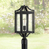 Franklin Iron Works Rockford Collection Rustic Farmhouse Outdoor Post Light Fixture Black Iron 20 1/4" Clear | Lumora