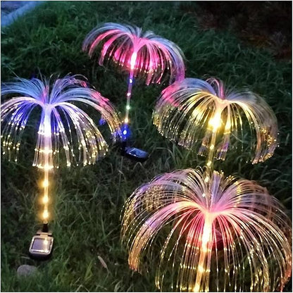 Solar Garden Lights Solar Fiber Optic Jellyfish Lamp Outdoor Waterproof Lawn Lamp Courtyard Decorative Ground Lamp Landscape Lamp (Color : Color Light)