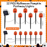 12 Pack Halloween Pumpkin Pathway Solar Lights, Orange Yard Stake Pumpkin Shaped Pathway Lights Outdoor Waterproof | Lumora