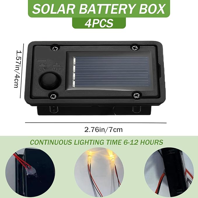 Solar Light Replacement, 4pcs 4x7cm Rectangle Replacement Solar Light Tops with LED Lights, Waterproof Replacement Solar Light Parts for Solar Lantern (Warm Light)