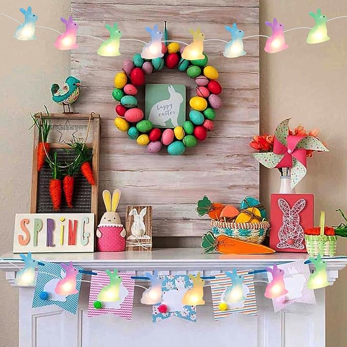 8.5FT Easter Decorations Bunny Lights, 10Pcs LED Pastel Easter Bunny Lights Plug in, Easters Light String for | Lumora