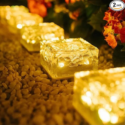 Solar Lights, Brick Lights, Outdoor Waterproof, Recessed, for Garden, Sidewalk, Path, Yard Decoration, Landscape Lighting, 2 Pack (Warm Light（2.95in）)
