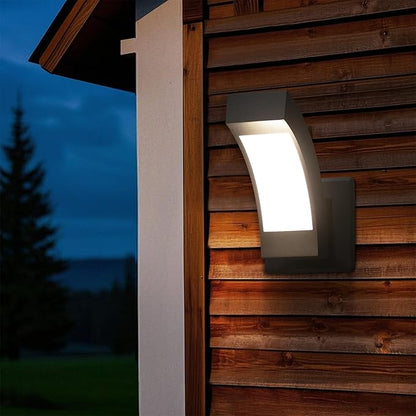 Outdoor Wall Light Porch Light for House,LED Wall Mount Lamp Exterior Lighting Fixture Arc Wall Sconce for Porch Front Door Garden Yard Patio IP54 Waterproof 7.5W 600Lm 3000K (Dark Grey)