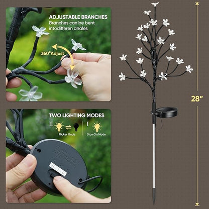 Solar Garden Lights Outdoor Waterproof,Garden Decor Solar Flowers For Outside Decorative,6Pack 2Modes Solar Powered Fairy Outdoor Decorations for Yard Patio Pathway, Gardening Gifts Mothers Day