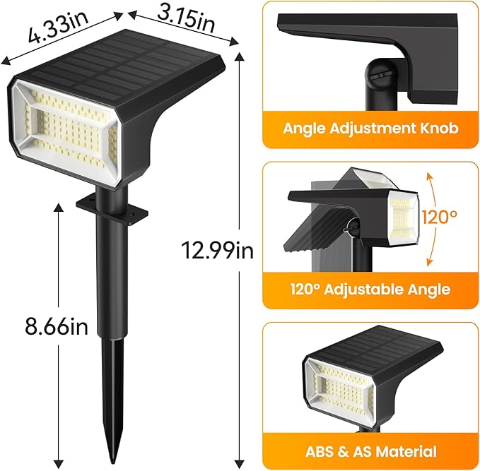 Fabrito Solar Spot Lights Outdoor 10 Pack, [108Leds, 4 Modes] Auto On/Off Spotlights, IP67 Waterproof Landscape | Lumora