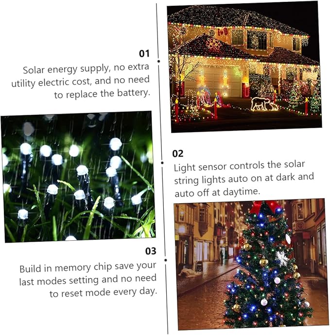 Lurrose 2sets Led Bead Solar Powered Outdoor String Lights Garden Xmas Tree Decorative Lamps Led Outdoor Lights for | Lumora