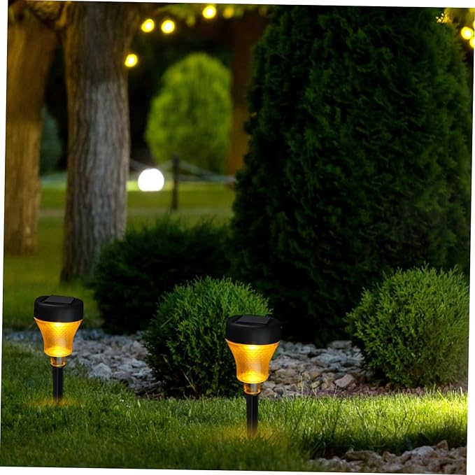 balacoo 2pcs Solar-Powered Lamps for Outside Led Garden Lights Solar Pathway Lights Energy-efficient Decorative Landscape Lighting Warm for Garden Decor