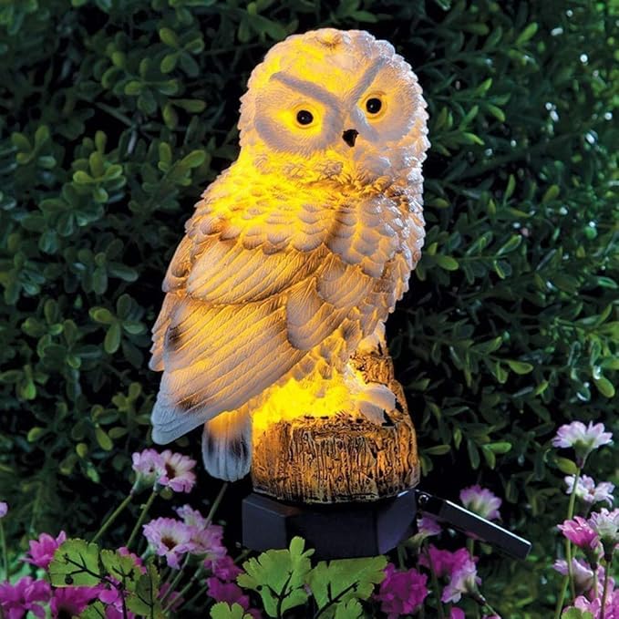 Owl Garden Stake Solar Lights Outdoor Waterproof Decorative Resin Owl LED Lighting with Stake for Garden Lawn Pathway Yard Decorations