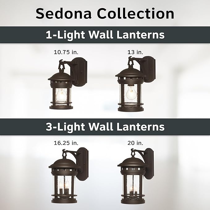 DESIGNERS FOUNTAIN Sedona Outdoor Light Fixture, 10.75 Inch Exterior Wall Lantern Sconce for Front Door, Patio and Porch, Oil Rubbed Bronze, 2370-ORB