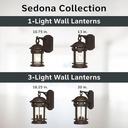 DESIGNERS FOUNTAIN Sedona Outdoor Light Fixture, 13 Inch Exterior Wall Lantern Sconce for Front Door, Patio and Porch, Oil Rubbed Bronze, 2371-ORB