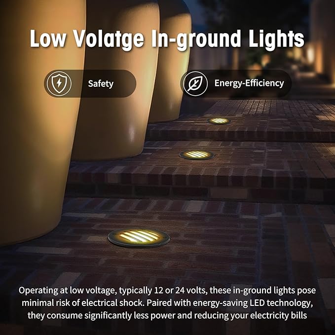 Low Voltage Landscape Lighting: 10W 2700K Warm White LED Well Lights, 12/24V Outdoor In-Ground Lights with IP67 | Lumora
