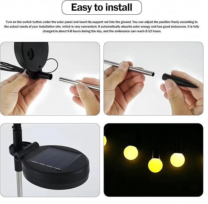 Solar Lights Outdoor(4 Pack, 40 LEDs),Solar Garden Lights with Twinkling & Steady Modes, Outdoor Decorations, Firefly Light for Patio Decor, Big Bulb, Unique Gifts for Women, Gifts for Grandma