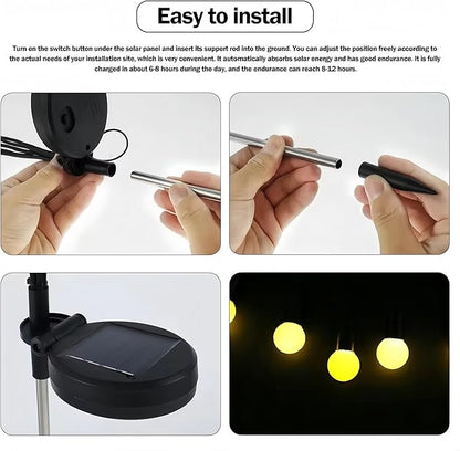 Solar Garden Lights, Starlight Swaying Lights - sway with The Wind, Solar Outdoor Decorations, Color-Changing RGB Lights, Suitable for Courtyard Terrace Path Decoration (Warm White, 20 Heads of 2)