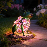VCUTEKA Frog Solar Lights Outdoor, Solar Lantern Waterproof LED Hydrangea Flower Lights Frog Tabletop Decorations | Lumora