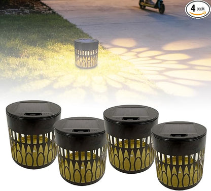 Solar Mandala Lights Outdoor Decorative - Waterproof Metal Mandala Solar Wall Lights, Artistic Fence & Step Lights for Garden, Patio, Backyard, Yard & Outdoor Home (4, Oval-Warm Light)