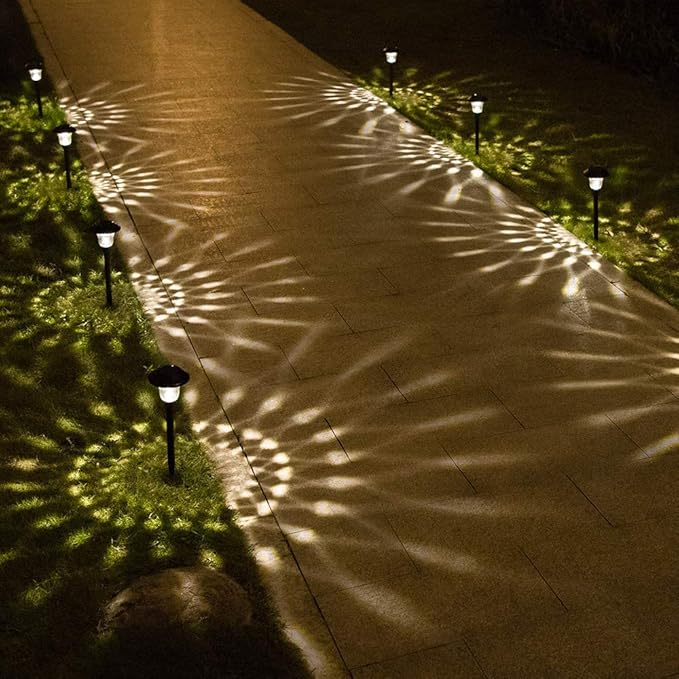 BEAU JARDIN 8 Pack Solar Pathway Lights Black 8 Pack Solar Pathway Lights Brown