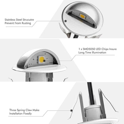 20 Pack LED Stair Lights Kit Outdoor 1-2/5" 0.2W-0.4W Low Voltage Waterproof IP65 Multi-Color RGB Recessed Wood LED Deck Lighting Yard Garden Patio Step Landscape Pathway Decor Lamps