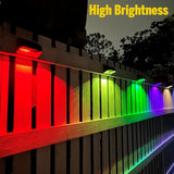 Brighter Solar Fence Lights,Solar Lights Outdoor Waterproof,Warm White and RGB 8 Colors,Dusk to Dawn Deck Light | Lumora