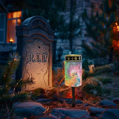 Colorful Light Grave Memorial Lamp Memorial for The Deceased Cemetery Solar Lights Outdoor Waterproof Practical Cemetery Decorations for Grave for Patio Lawn Garden Cemetery