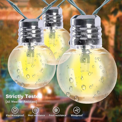 Afirst Solar Outdoor String Lights 15FT with 15 LED Bulbs Waterproof Christmas Lights for Garden Patio (Silver)