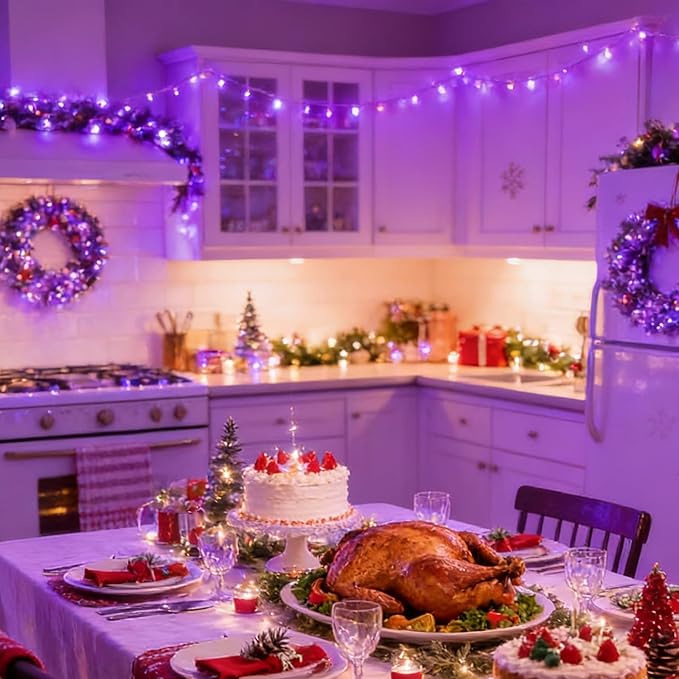 LAMPHOME Purple Christmas Lights Indoor Outdoor,19.6ft 100count Purple Lights for Christmas Tree, Deep-Violet | Lumora