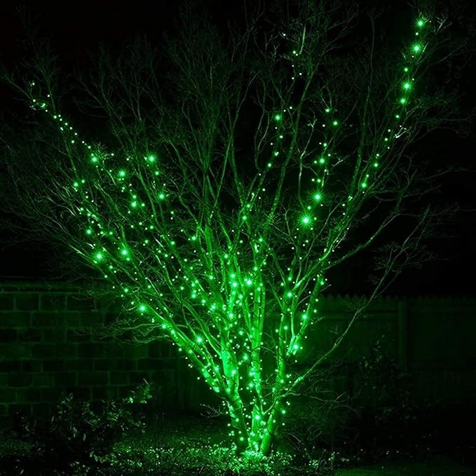 kemooie 300 LED Green St. Patrick's Day Lights, 99 FT 8 Twinkle Modes Connectable Plug in Green Wire String Lights, Waterproof Christmas Lights for Party Irish St Patrick's Day Xmas Decorations