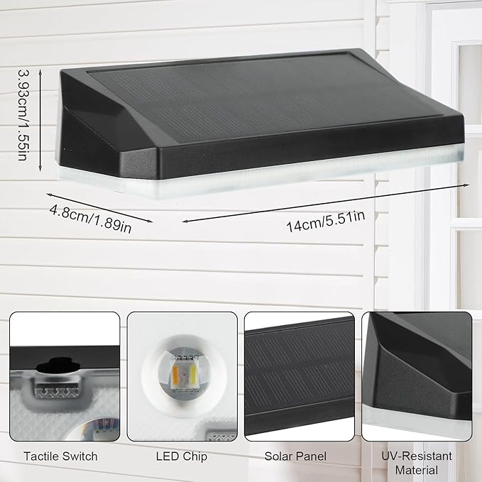 Solar Backyard Lights Outdoor Waterproof LED, 13 Lighting Modes, Solar Outdoor Lights Dual Installation IP65 Energy Saving Solar Garden Lights, For Backyard Railings Steps Patio Walls Home Decoration